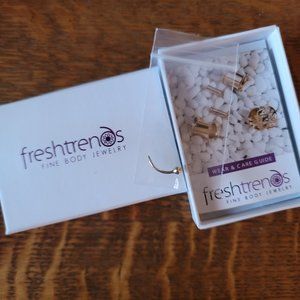 14k SOLID GOLD 14g  barbell ring, needs replacement ball